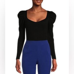 🔴 SOLD 🔴Takara Puff Sleeve Black Sweater Bodysuit